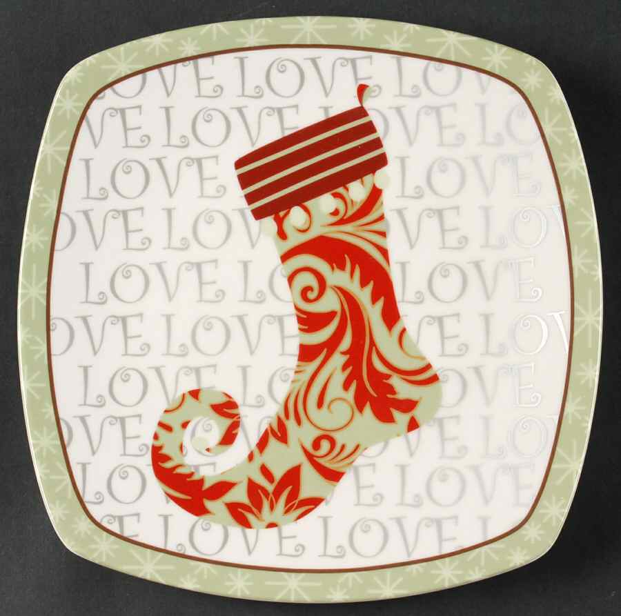 Christmas Stockings Square Salad Plate by 222 Fifth (PTS)-1