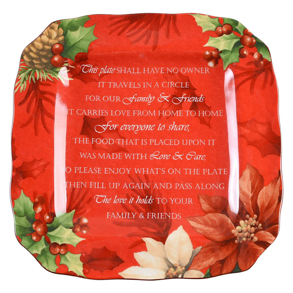 Poinsettia Holly Giving Plate by 222 Fifth (PTS)-1