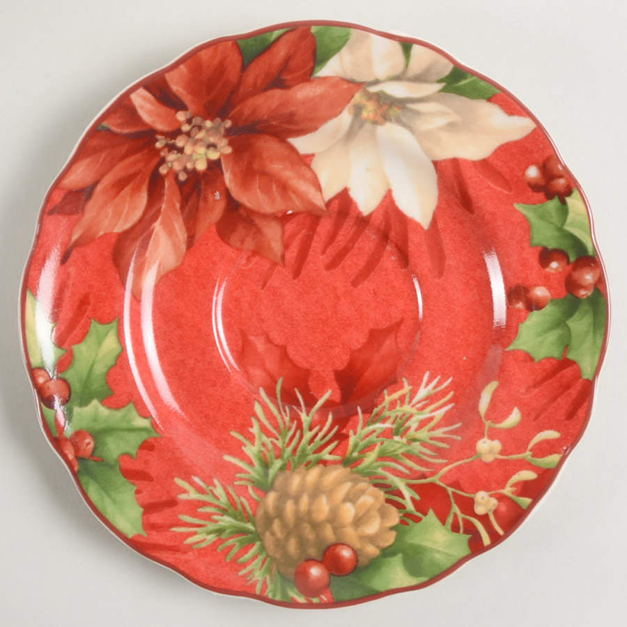 Poinsettia Holly Saucer by 222 Fifth (PTS)-1