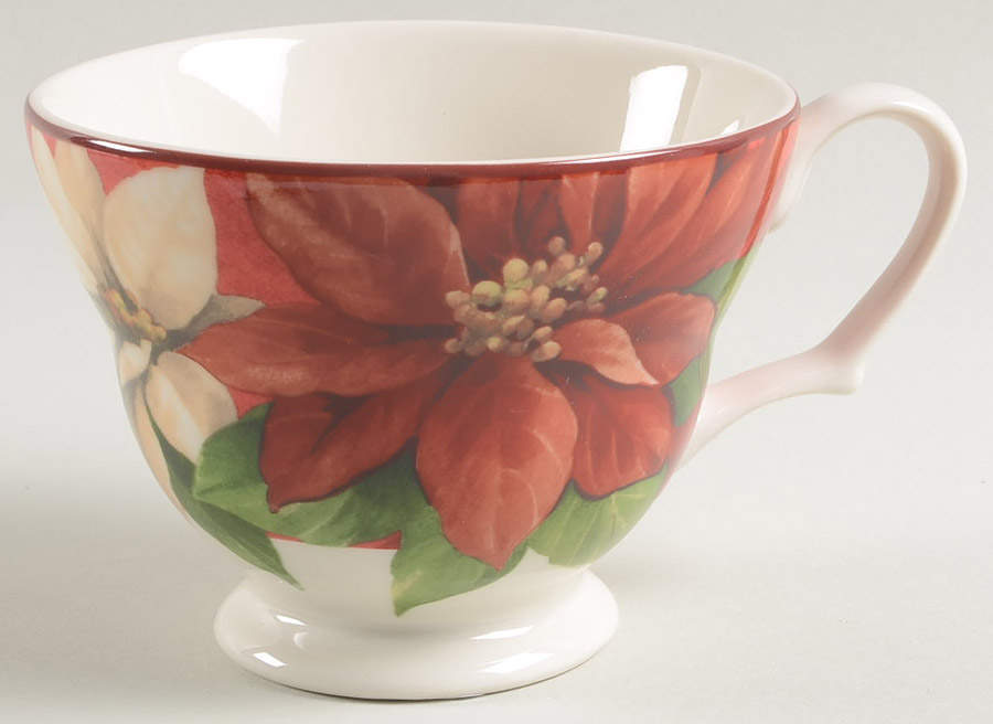 Poinsettia Holly Footed Cup by 222 Fifth (PTS)-1
