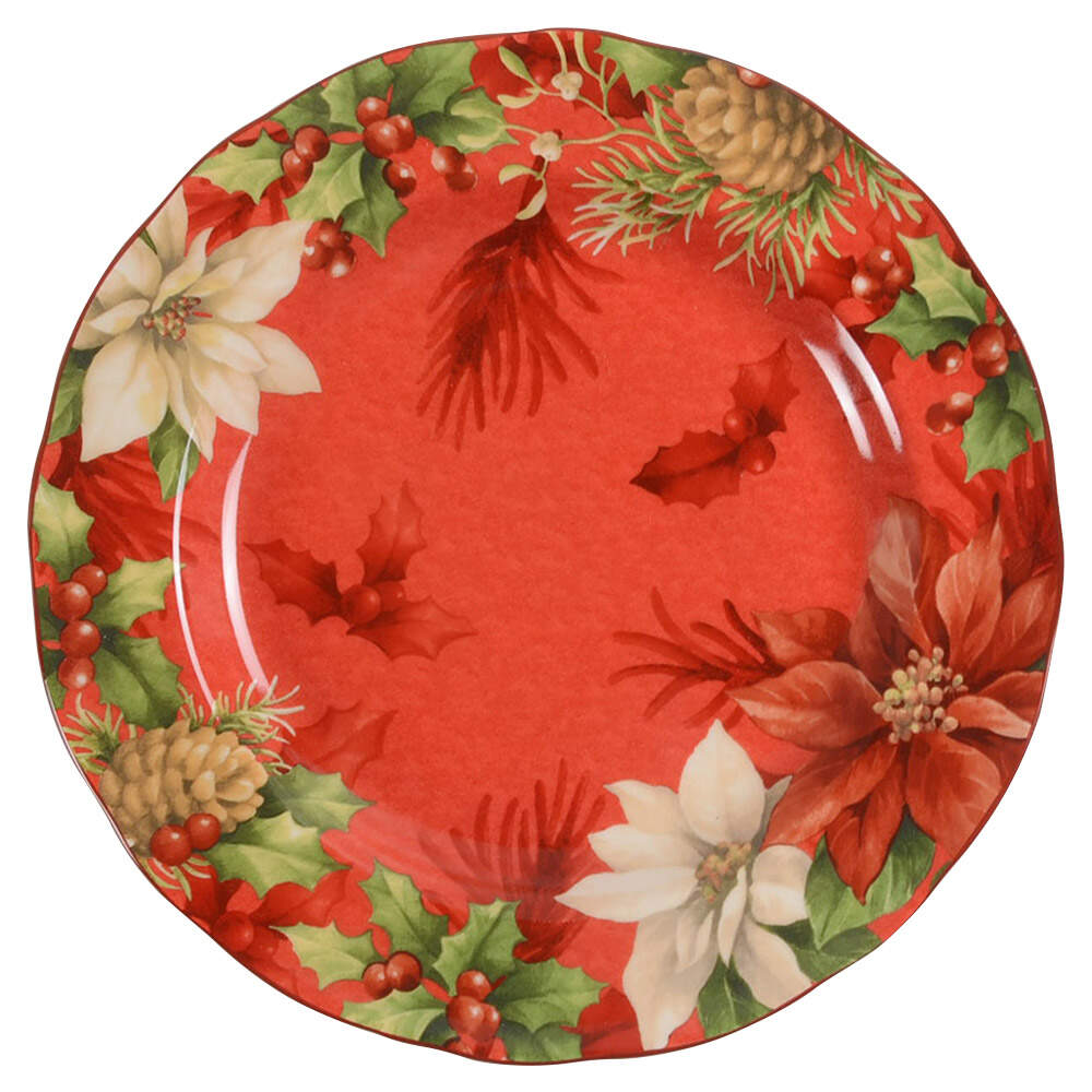 Poinsettia Holly 12" Chop Plate (Round Platter) by 222 Fifth (PTS)-1