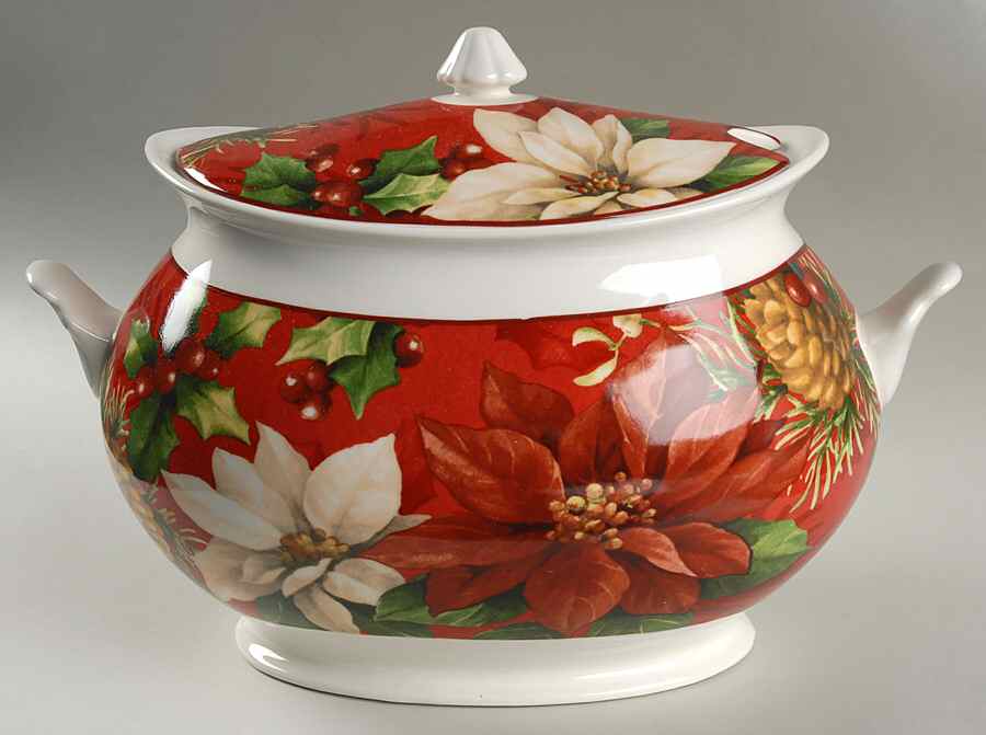 Poinsettia Holly Tureen &  Lid by 222 Fifth (PTS)-1