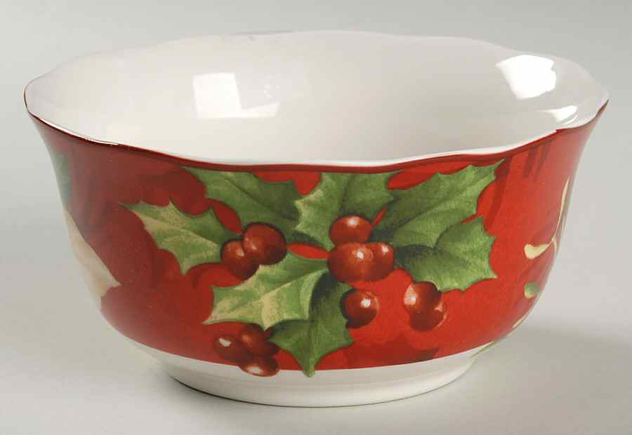 Poinsettia Holly Soup/Cereal Bowl by 222 Fifth (PTS)-1
