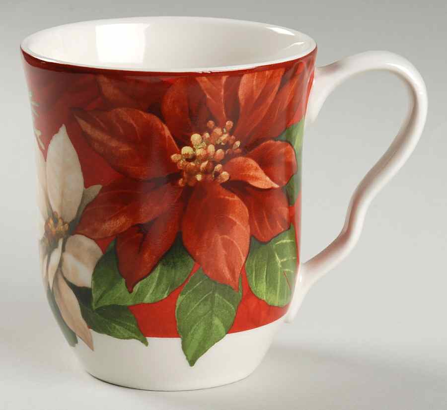 Poinsettia Holly Mug by 222 Fifth (PTS)-1