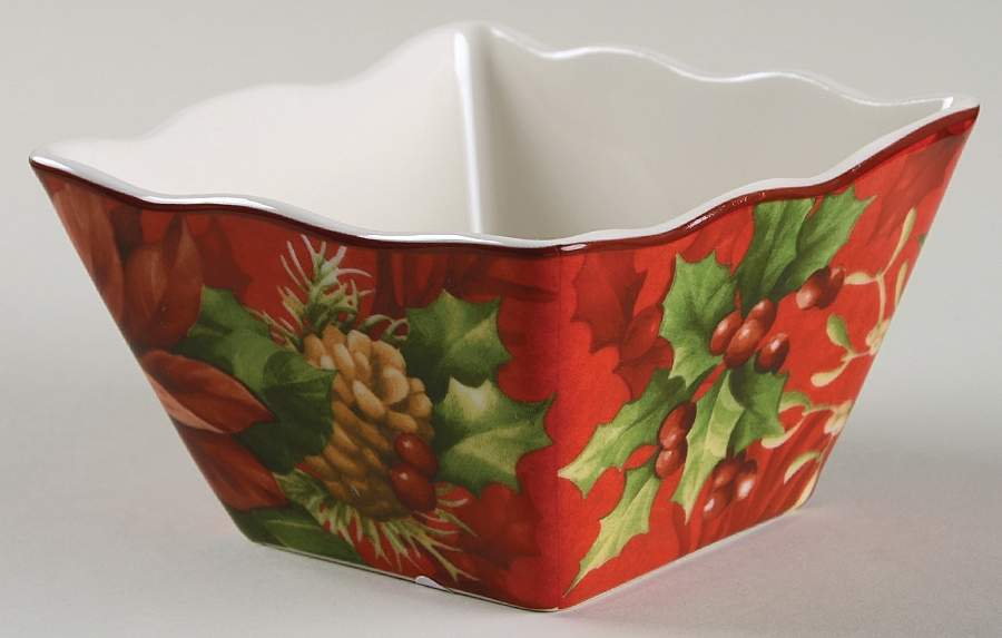 Poinsettia Holly Individual Appetizer Bowl by 222 Fifth (PTS)-1