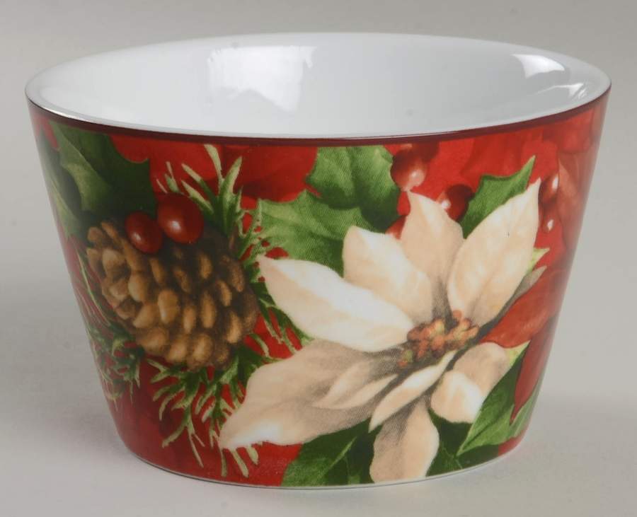 Poinsettia Holly Individual Appetizer Bowl by 222 Fifth (PTS)-1