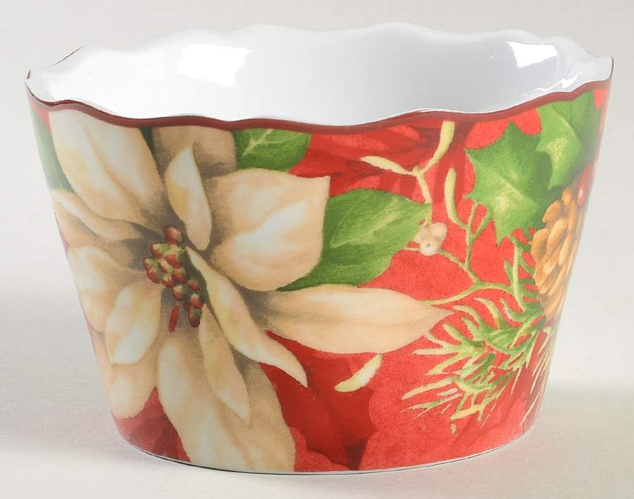 Poinsettia Holly Individual Appetizer Bowl by 222 Fifth (PTS)-1