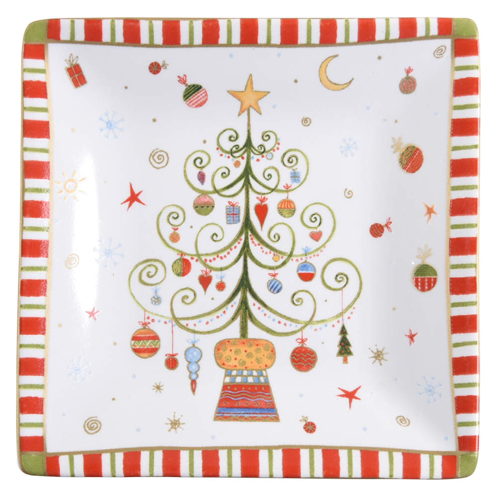 Christmas Play Square Appetizer Plate by 222 Fifth (PTS)-1