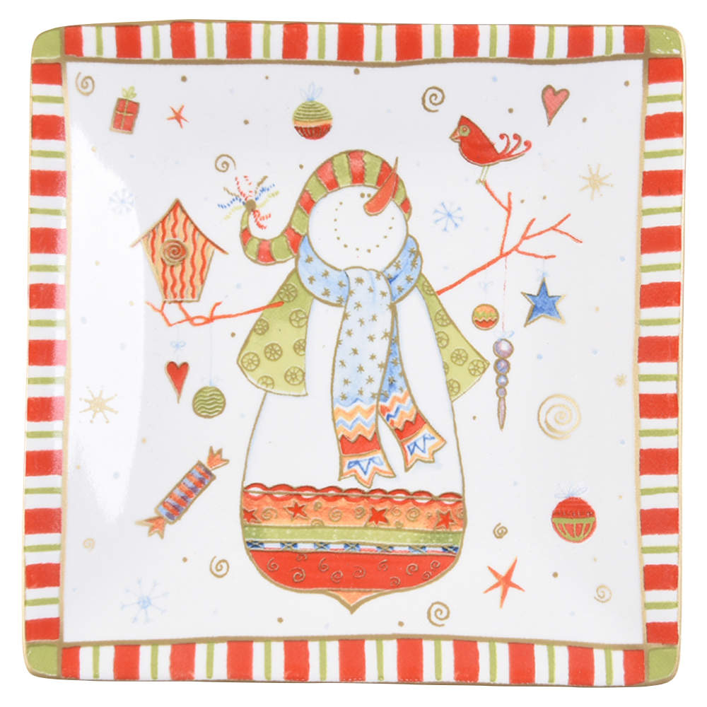 Christmas Play Square Appetizer Plate by 222 Fifth (PTS)-1