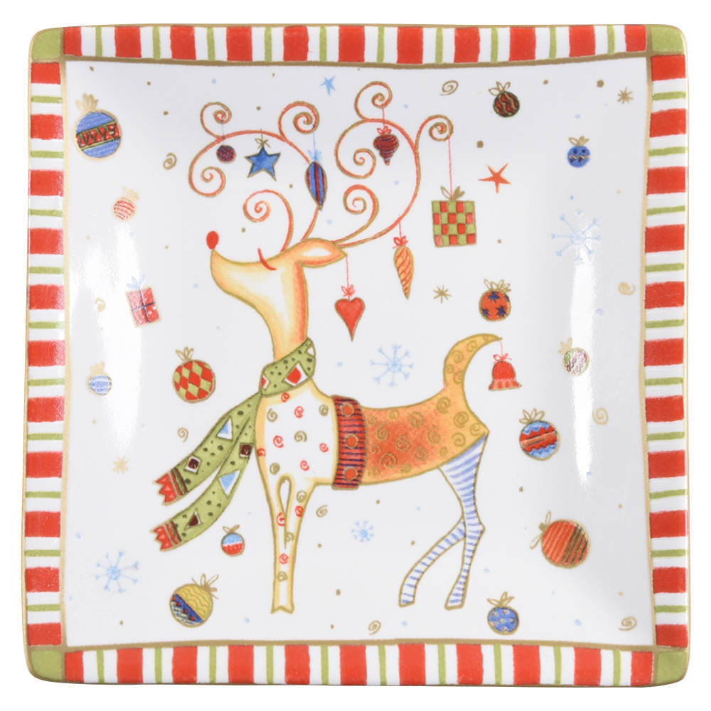 Christmas Play Square Appetizer Plate by 222 Fifth (PTS)-1