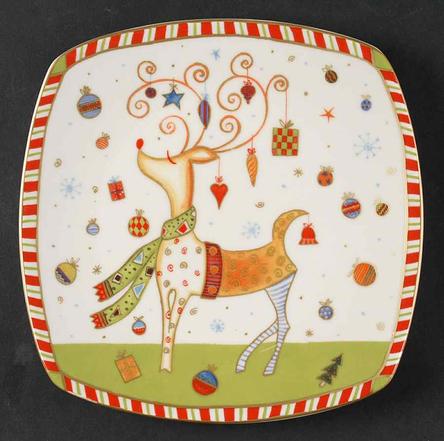 Christmas Play Square Salad Plate by 222 Fifth (PTS)-1