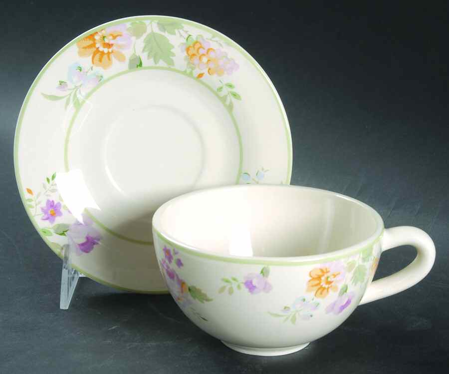 Meadow Floral Flat Cup & Saucer Set by American Living-1