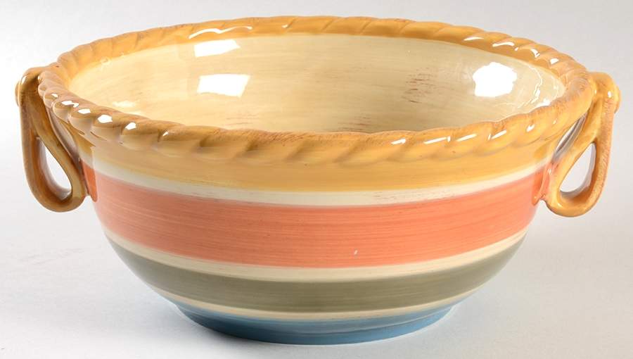Tuscan Countryside Stripe Round Handled Bowl by Artimino-1