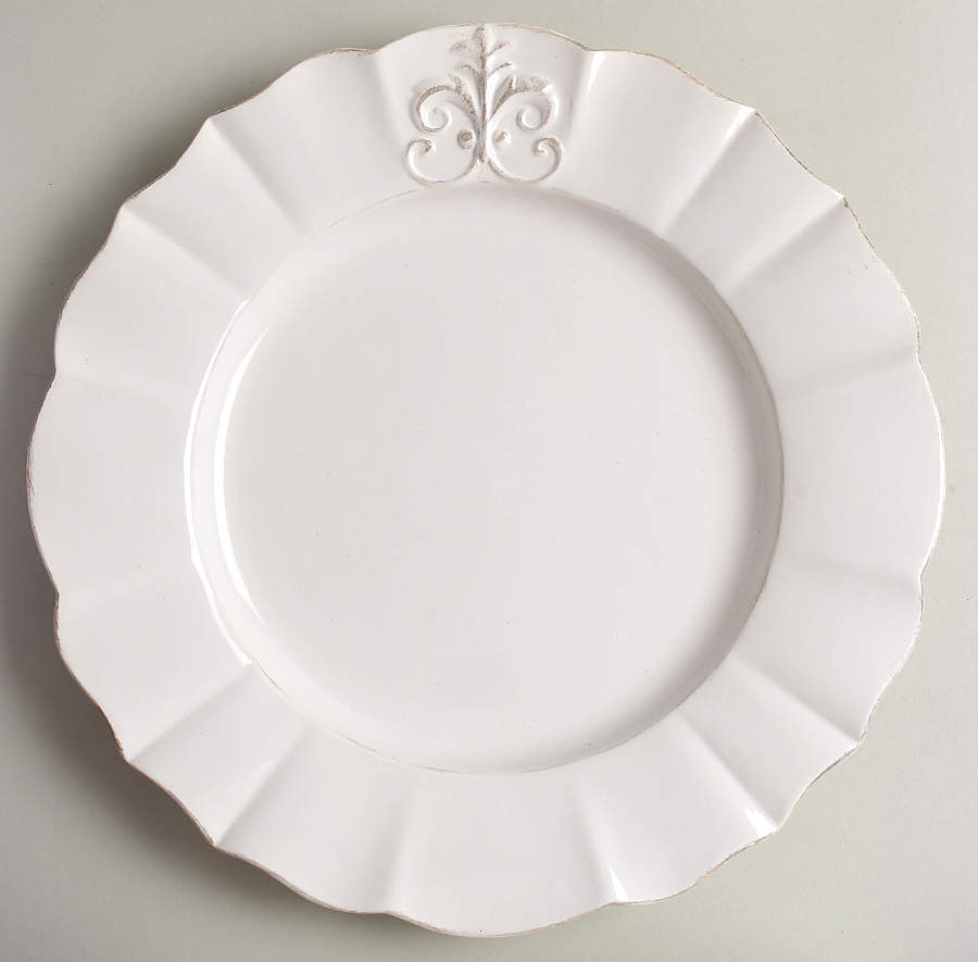 Fleur de Lys White Service Plate (Charger) by Anthropologie-1
