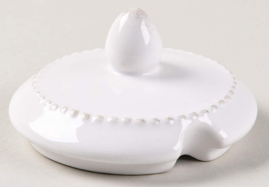 Fleur de Lys White Lid for Sugar Bowl by Anthropologie-1