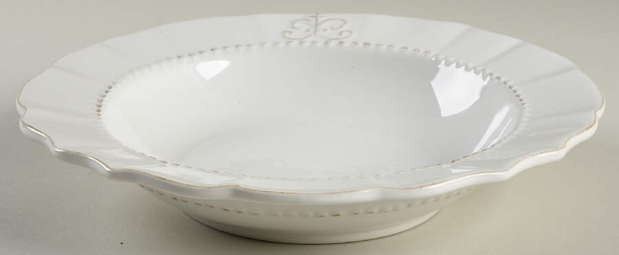 Fleur de Lys White Rim Soup Bowl by Anthropologie-1