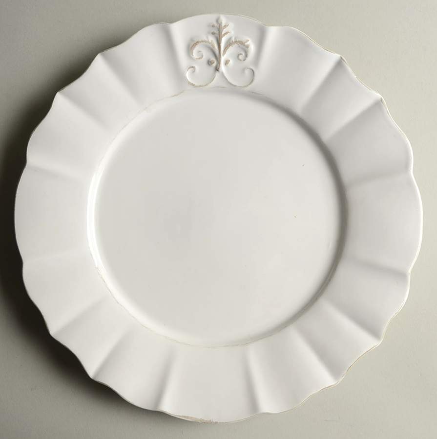 Fleur de Lys White Dinner Plate by Anthropologie-1