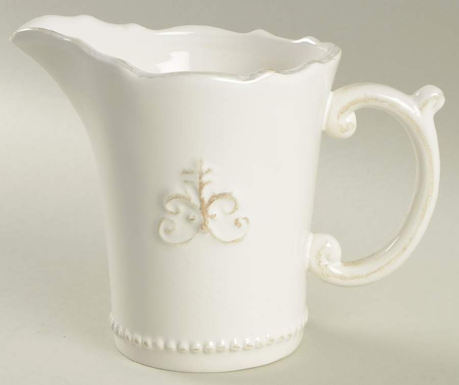 Fleur de Lys White Creamer by Anthropologie-1