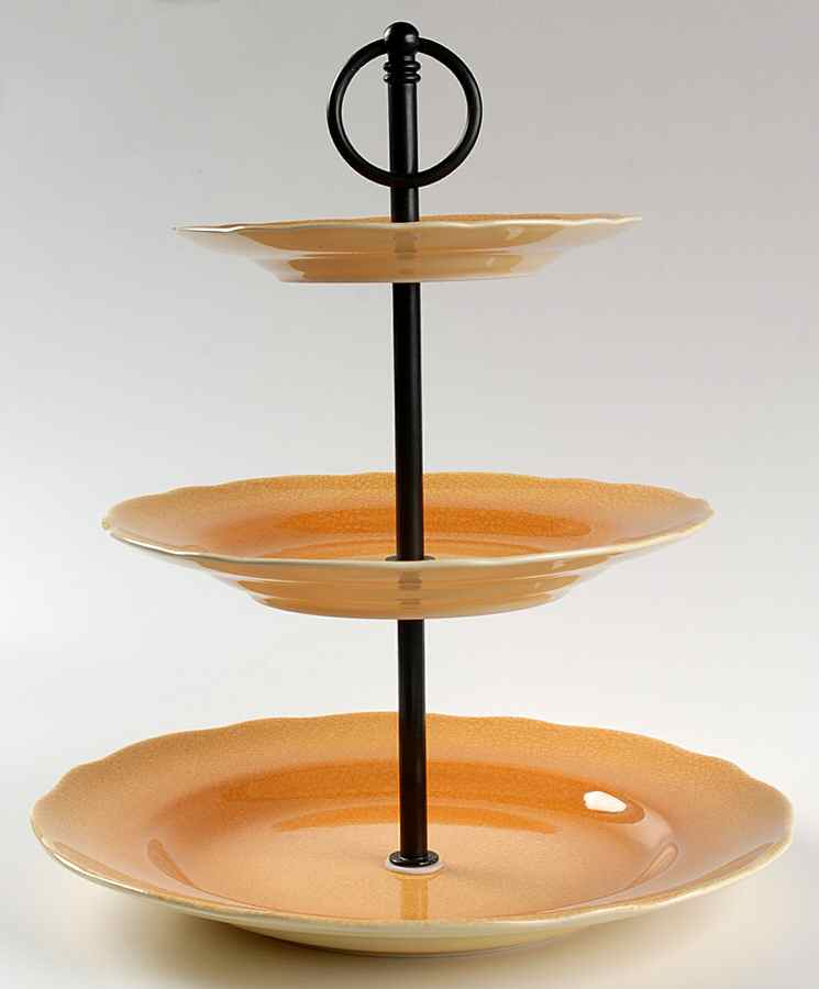 Alba Crackle Yellow 3-Tiered Serving Tray (DP, SP, BB) by 222 Fifth (PTS)-1