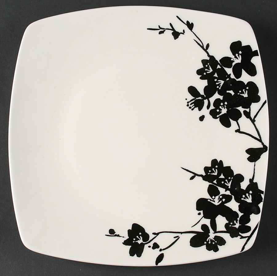 Mia Blossoms Black Dinner Plate by 222 Fifth (PTS)-1