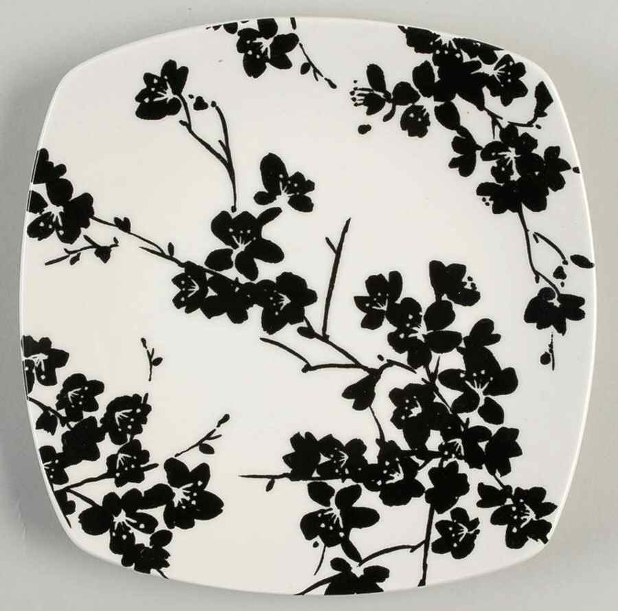 Mia Blossoms Black Salad Plate by 222 Fifth (PTS)-1