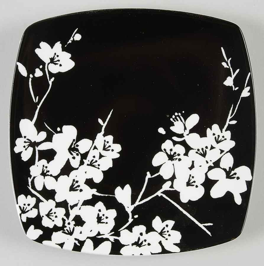 Mia Blossoms Black Appetizer Plate by 222 Fifth (PTS)-1