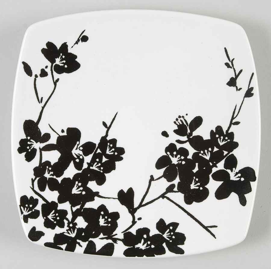 Mia Blossoms Black Appetizer Plate by 222 Fifth (PTS)-1