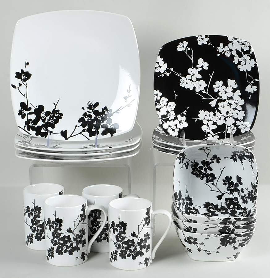 Mia Blossoms Black 16 Piece Set by 222 Fifth (PTS)-1