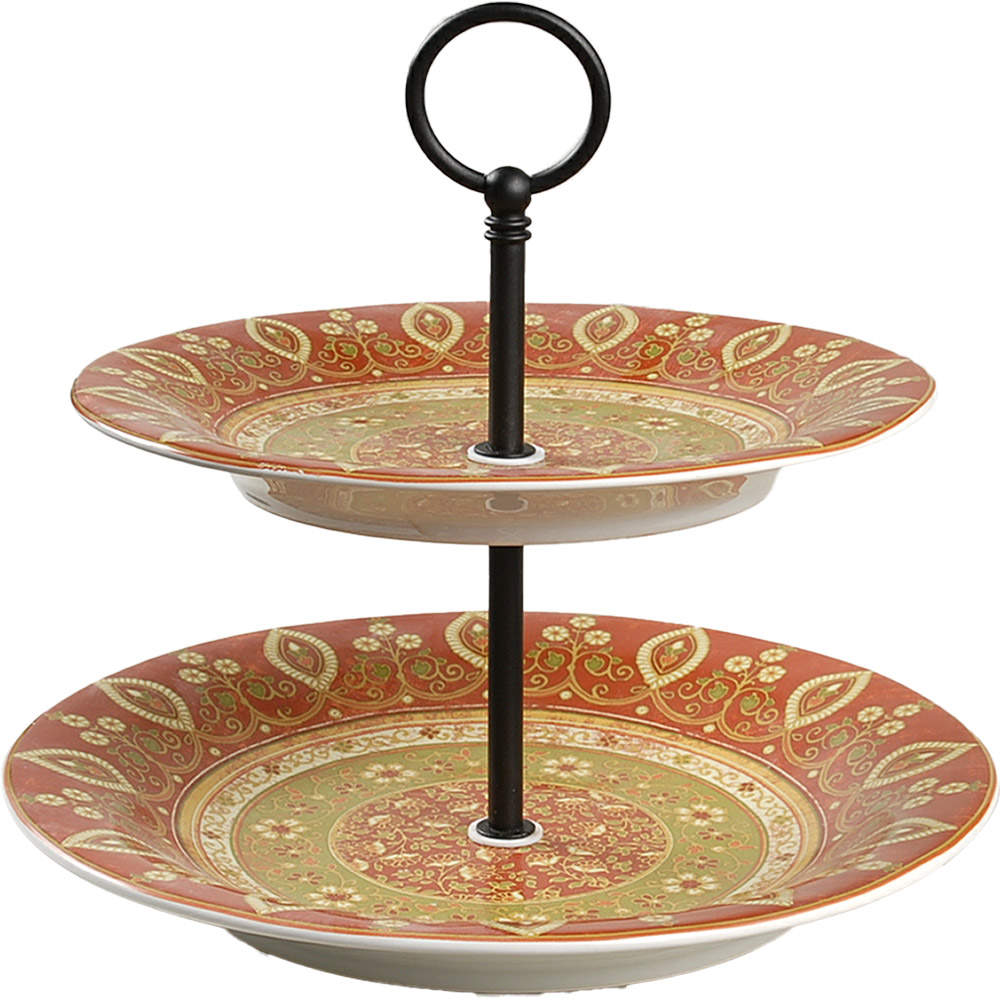 Kashmir 2 Tiered Serving Tray (Dinner & Salad Plate) by 222 Fifth (PTS)-1