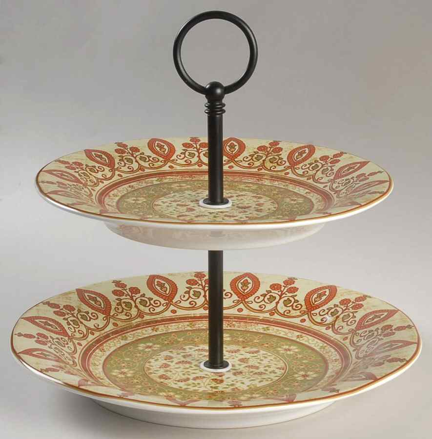Kashmir 2 Tiered Serving Tray (Dinner & Salad Plate) by 222 Fifth (PTS)-1