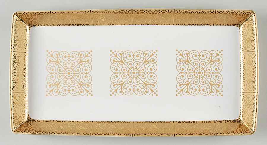 Contessa Gold 13" Rectangular Serving Platter by 222 Fifth (PTS)-1
