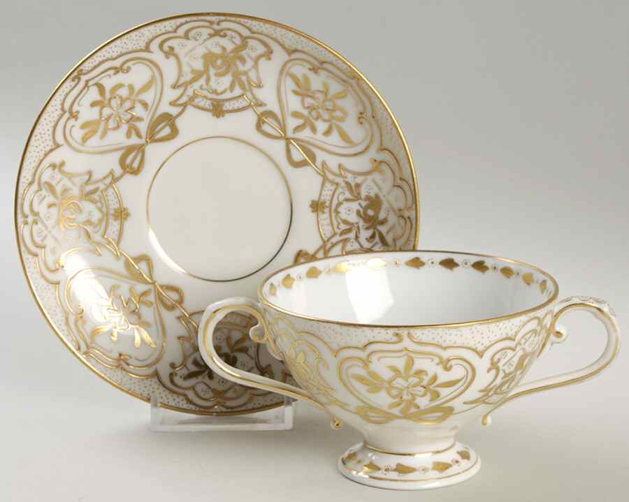 AUS409 Footed Cream Soup Bowl & Saucer Set by Austria-1