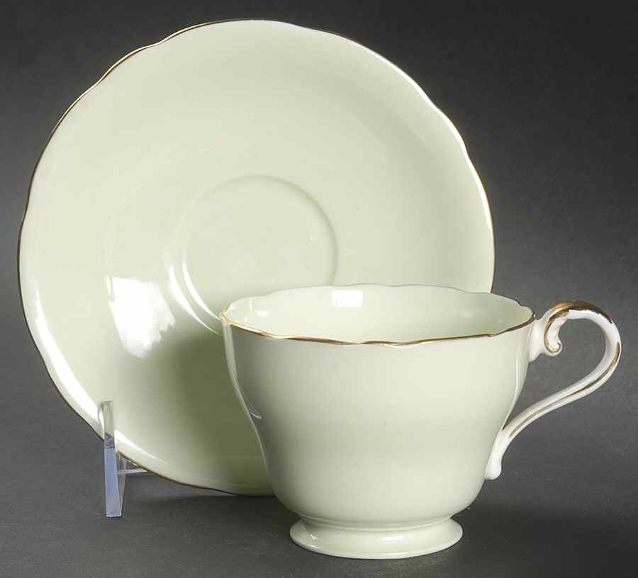 C443-2 Light Green Footed Cup & Saucer Set by John  Aynsley & Sons-1