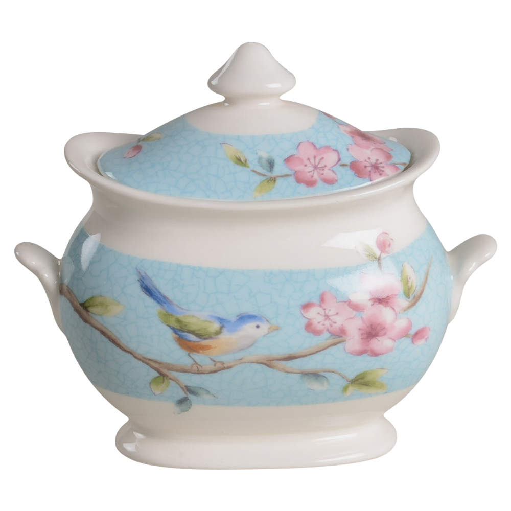 Blossom Bird Blue Sugar Bowl & Lid by 222 Fifth (PTS)-1