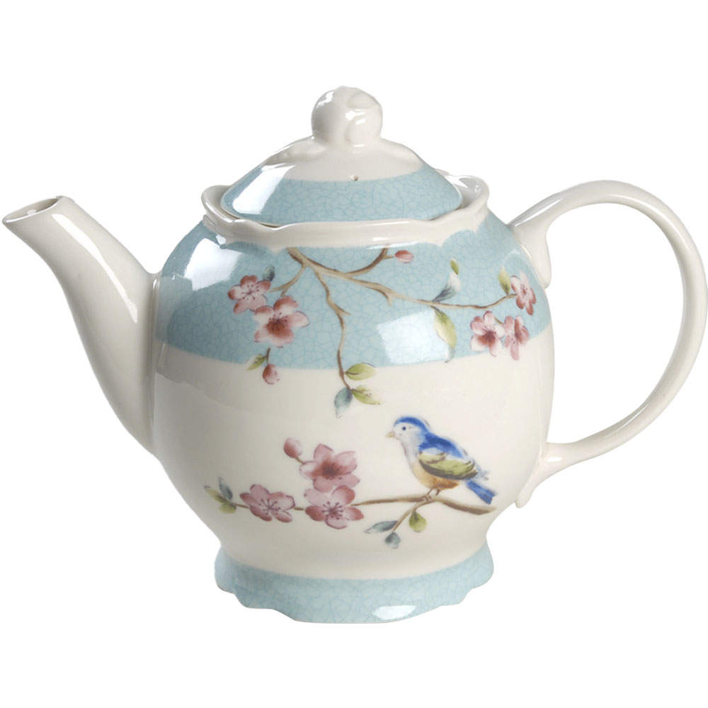 Blossom Bird Blue Teapot & Lid by 222 Fifth (PTS)-1