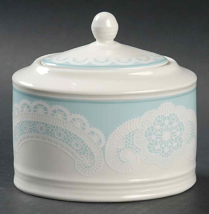 Queen Anne's Lace Blue Sugar Bowl & Lid by 222 Fifth (PTS)-1