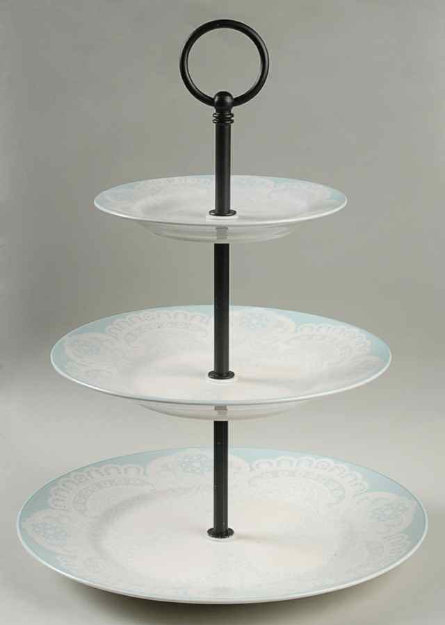 Queen Anne's Lace Blue 3-Tiered Serving Tray (DP, SP, BB) by 222 Fifth (PTS)-1