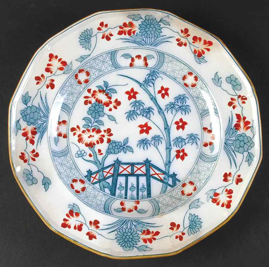 Indian Bridge Dinner Plate by Samuel Alcock-1