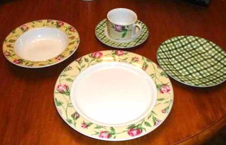 Gingham Rose Flat Cup & Saucer Set by American Atelier-1