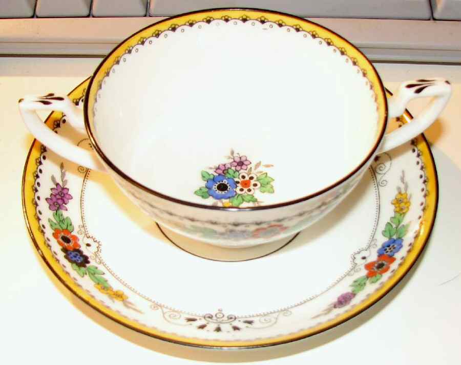 Geneva Footed Cream Soup Bowl & Saucer Set by Adderley-1