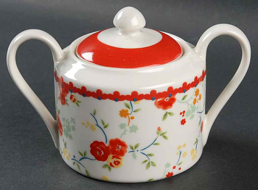 Andrea Red Sugar Bowl & Lid by 222 Fifth (PTS)-1