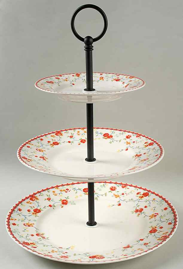 Andrea Red 3-Tiered Serving Tray (DP, SP, BB) by 222 Fifth (PTS)-1