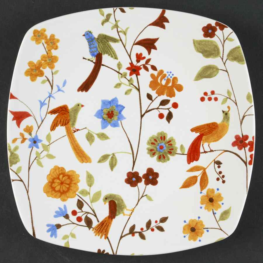 Bird Delight White Square Salad Plate by 222 Fifth (PTS)-1
