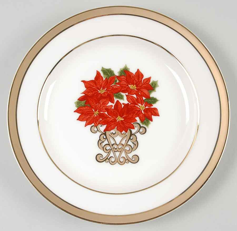 Florentine Scroll Ponsettia Salad Plate by American Atelier-1