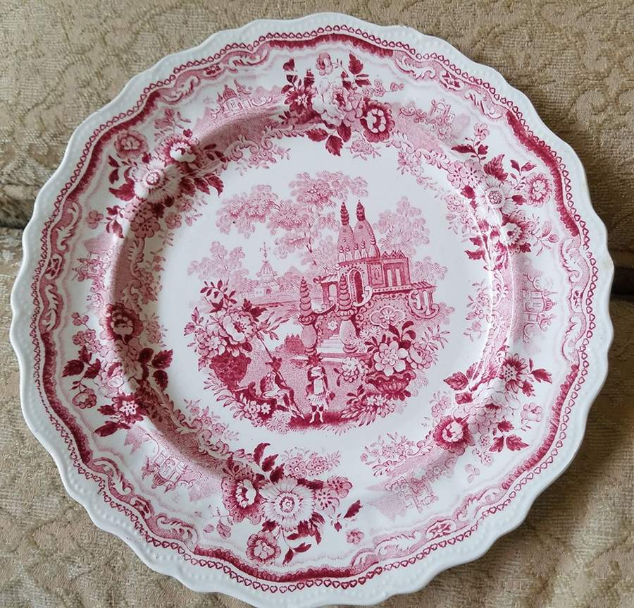 Temple Warriors Red Luncheon Plate by Adams China-1