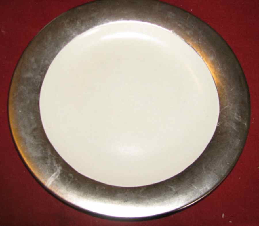 Almost Round Metallic Silver Dinner Plate by Americaware-1