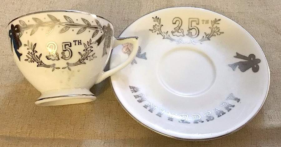 25th Anniversary Footed Cup & Saucer Set by Arnart-1