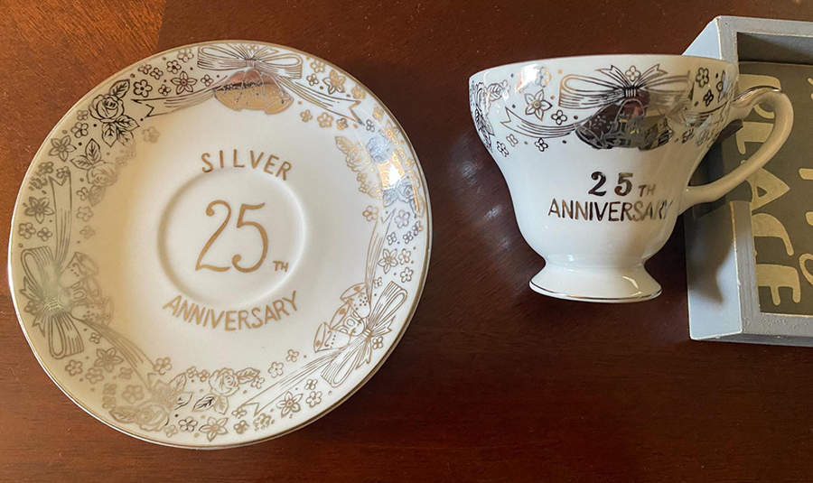 25th Anniversary Footed Cup & Saucer Set by Arnart-1