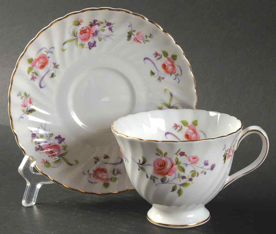Bouquet Footed Cup & Saucer Set by Adderley-1