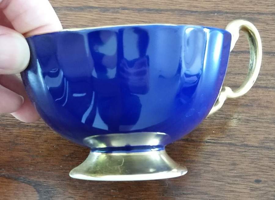 1034 Cobalt Blue (Scalloped) Footed Cup by John  Aynsley & Sons-1